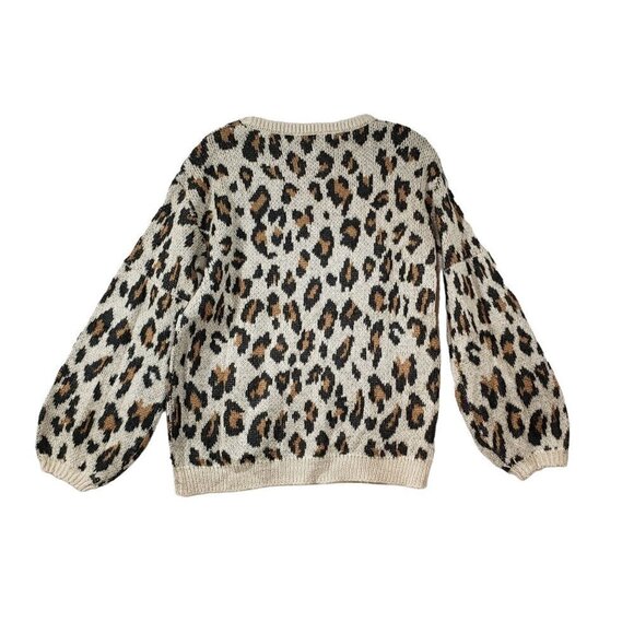 Amuse Society Sweater Women Small Cheetah Print Balloon Sleeve Go Wild Revolve - Picture 5 of 10